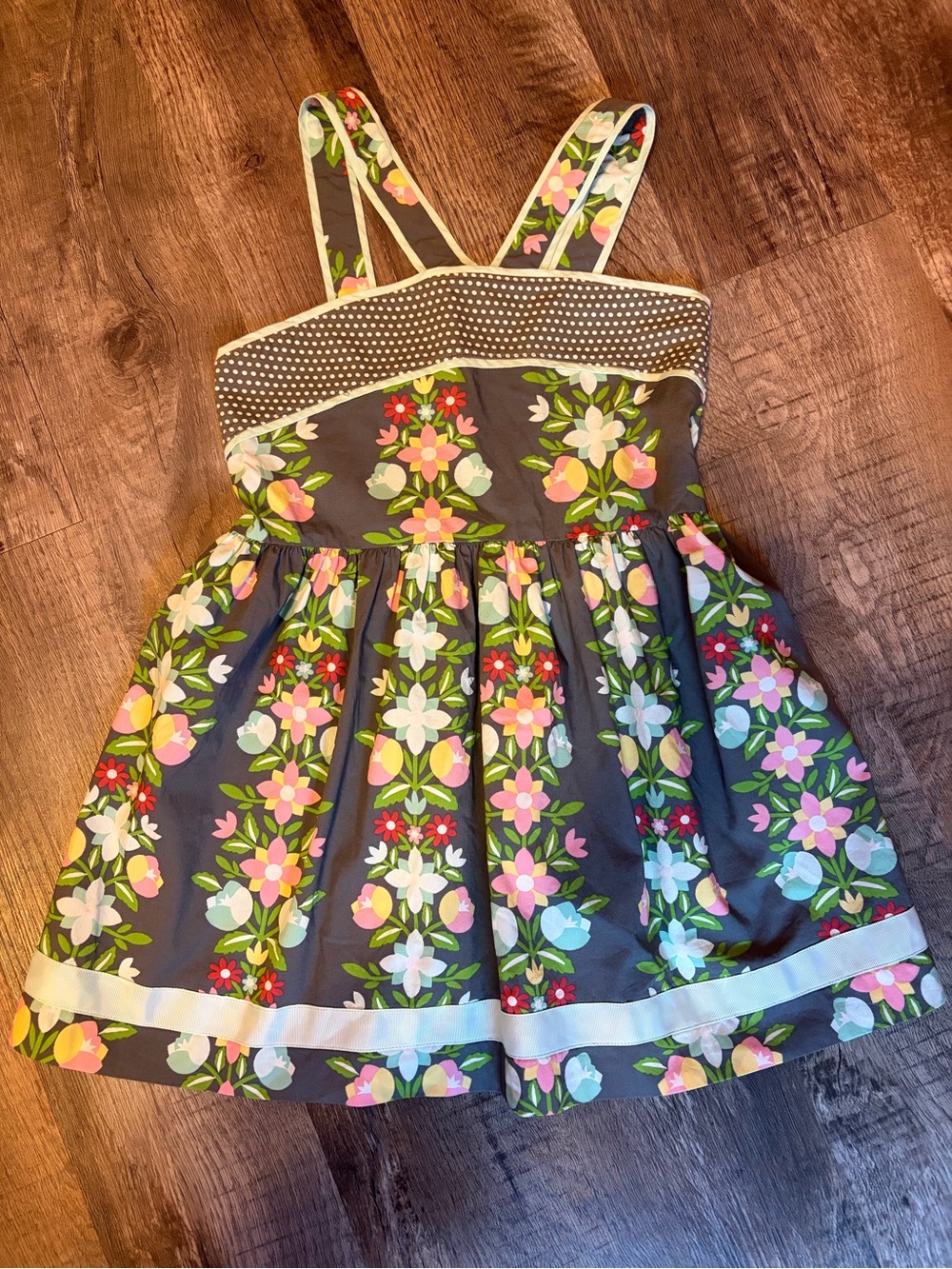 Matilda Jane Gray Floral peplum top with Pink & Green Flowers